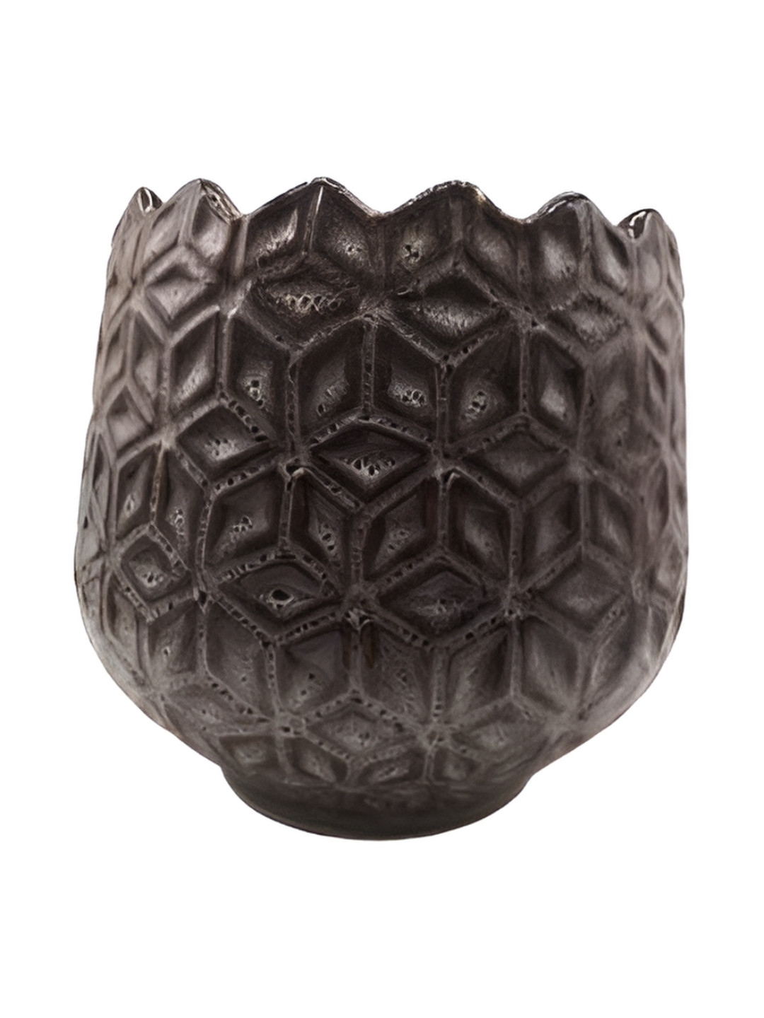 INDIA MEETS INDIA Brown Textured Ceramic Pot Planter