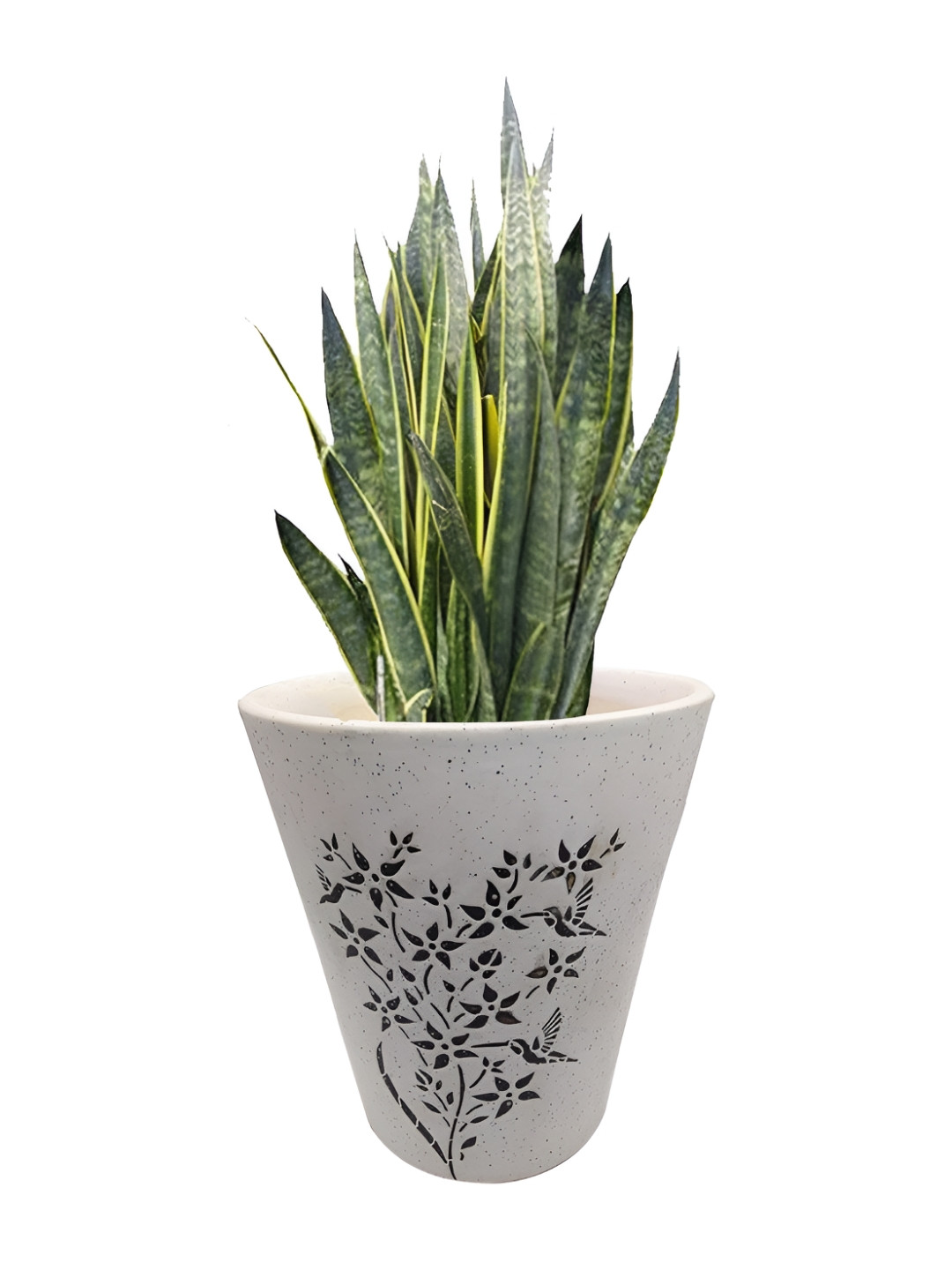 INDIA MEETS INDIA White Printed Ceramic Pot Planter