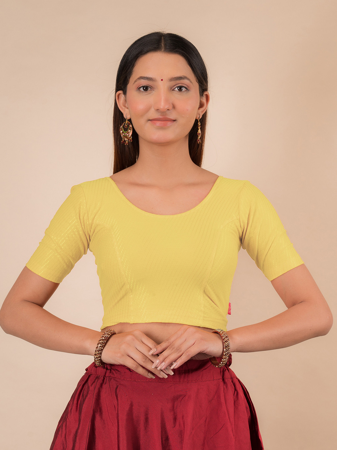 Bindigasm's Advi Self Design Texture Cotton Stretchable Blouse
