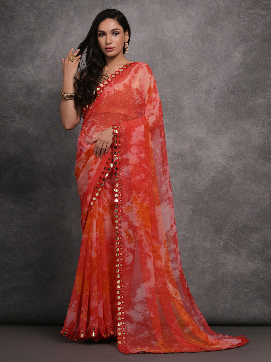 Anouk Abstract Embellished Border Pure Georgette Saree