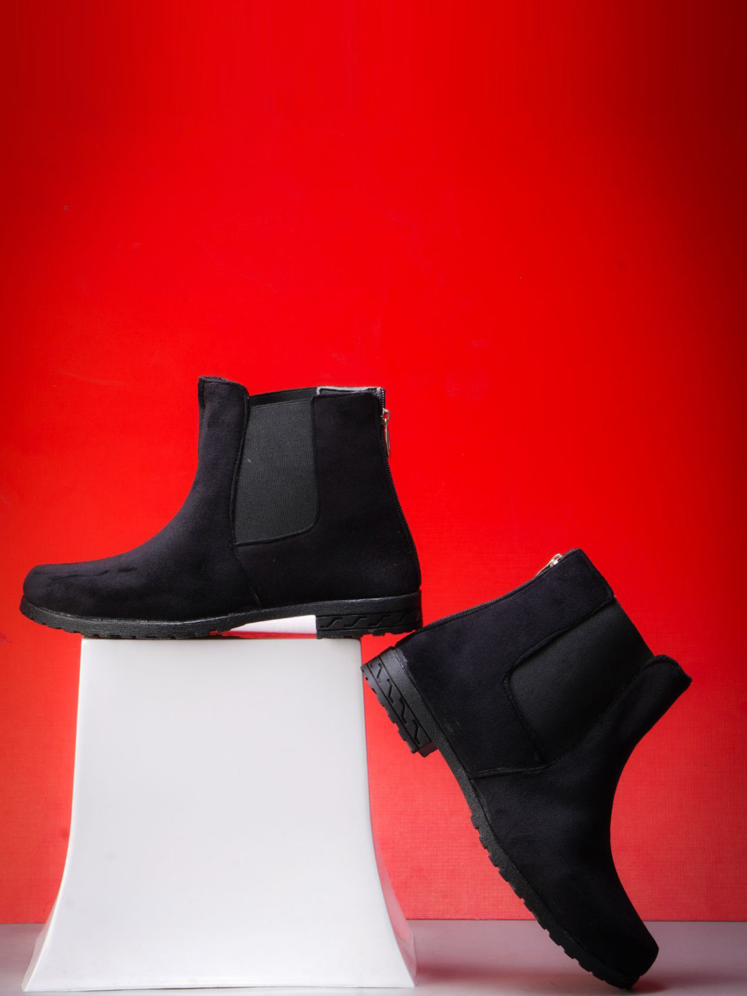 BAESD Girls Suede Block Heeled Chelsea Boots