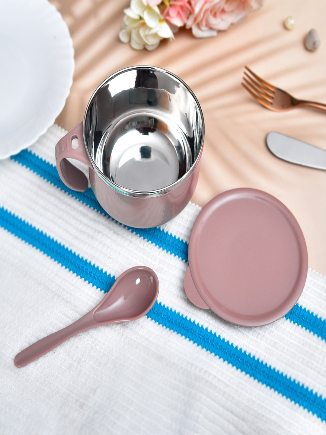 Kuber Industries Mauve 2 Pieces Stainless Steel Glossy Bowls 600 ml