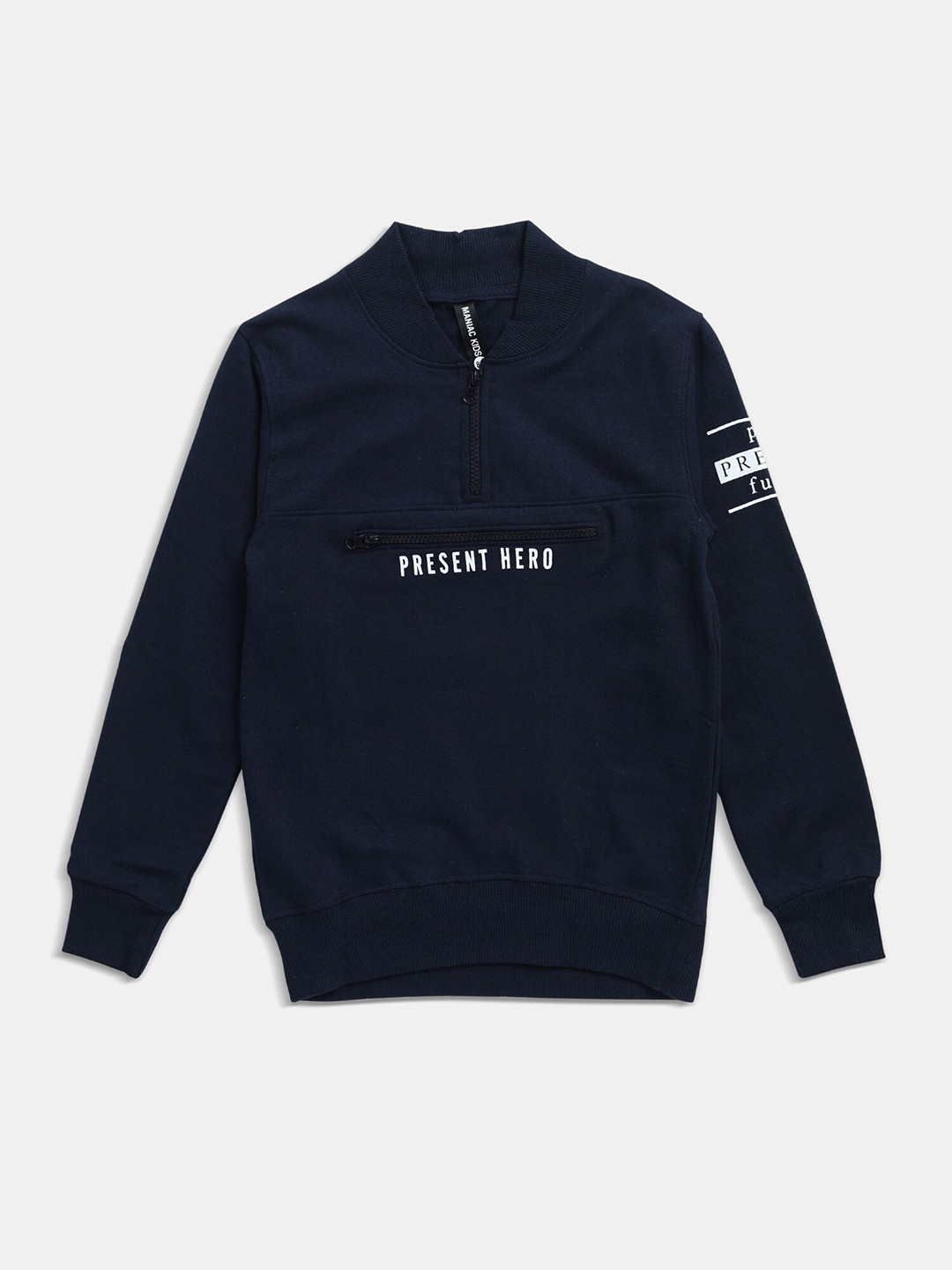 Maniac Boys Stand Collar Fleece Bomber Jacket