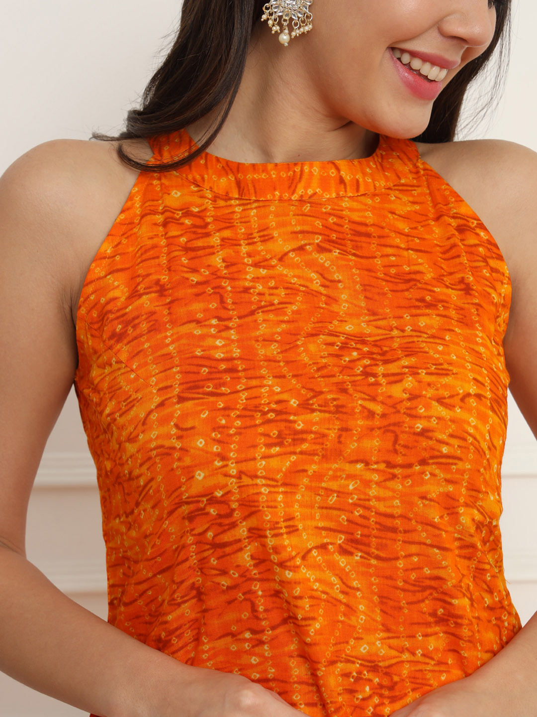 Meeranshi Bandhani Printed Regular Pure Cotton Kurta with Trousers