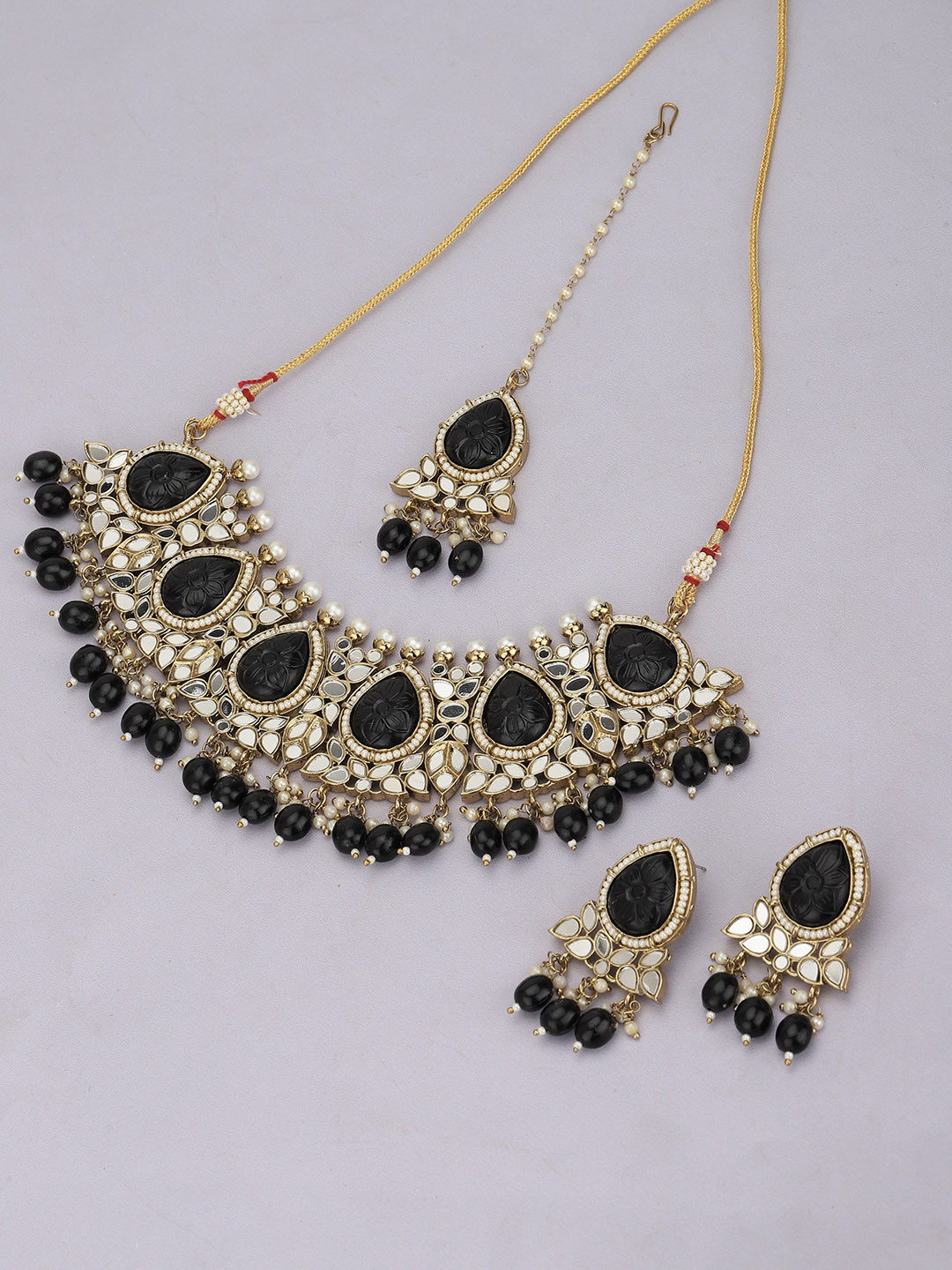 Carlton London Gold-Plated Beaded Jewellery Set