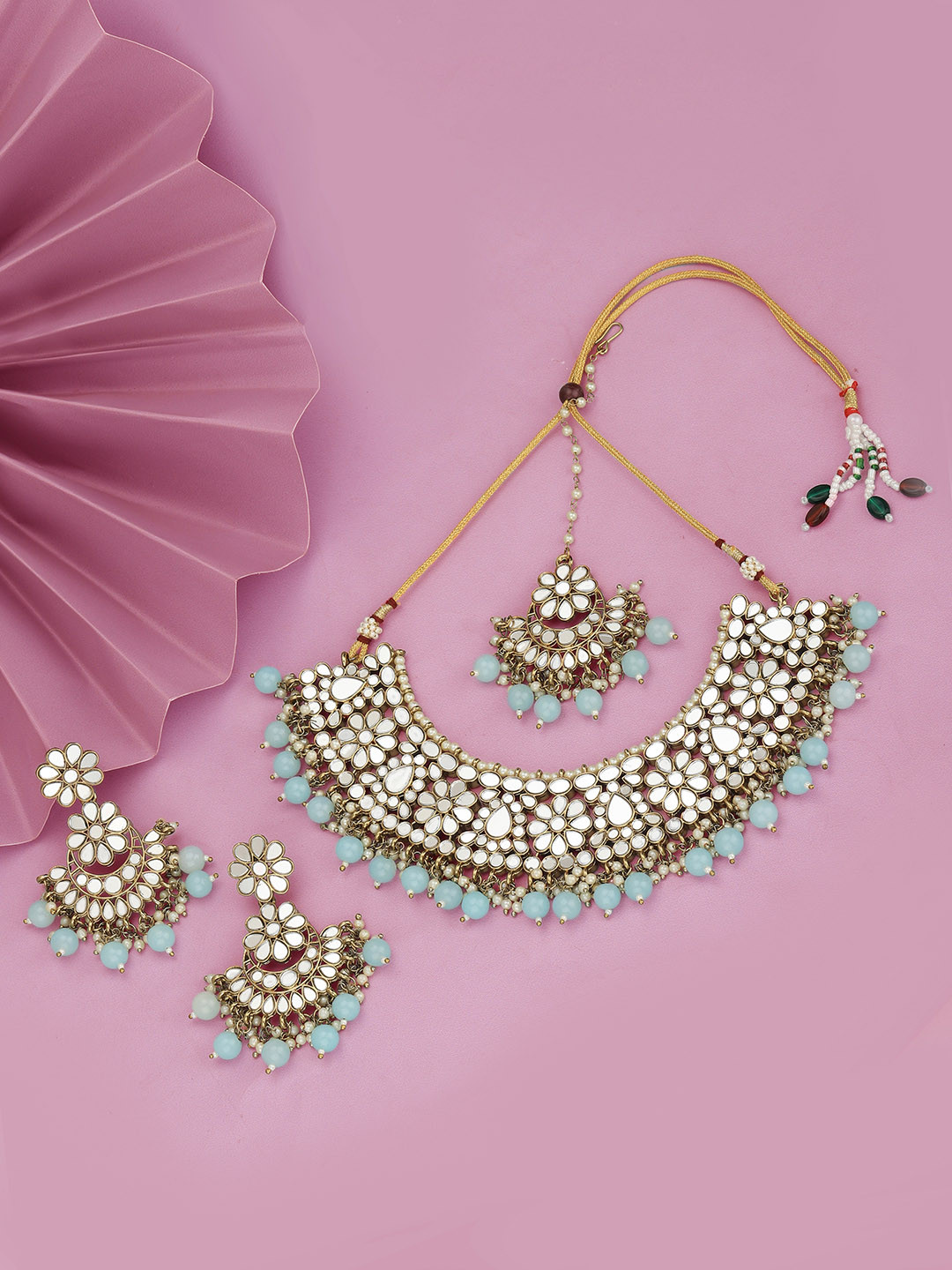 Carlton London Gold-Plated Beaded Jewellery Set