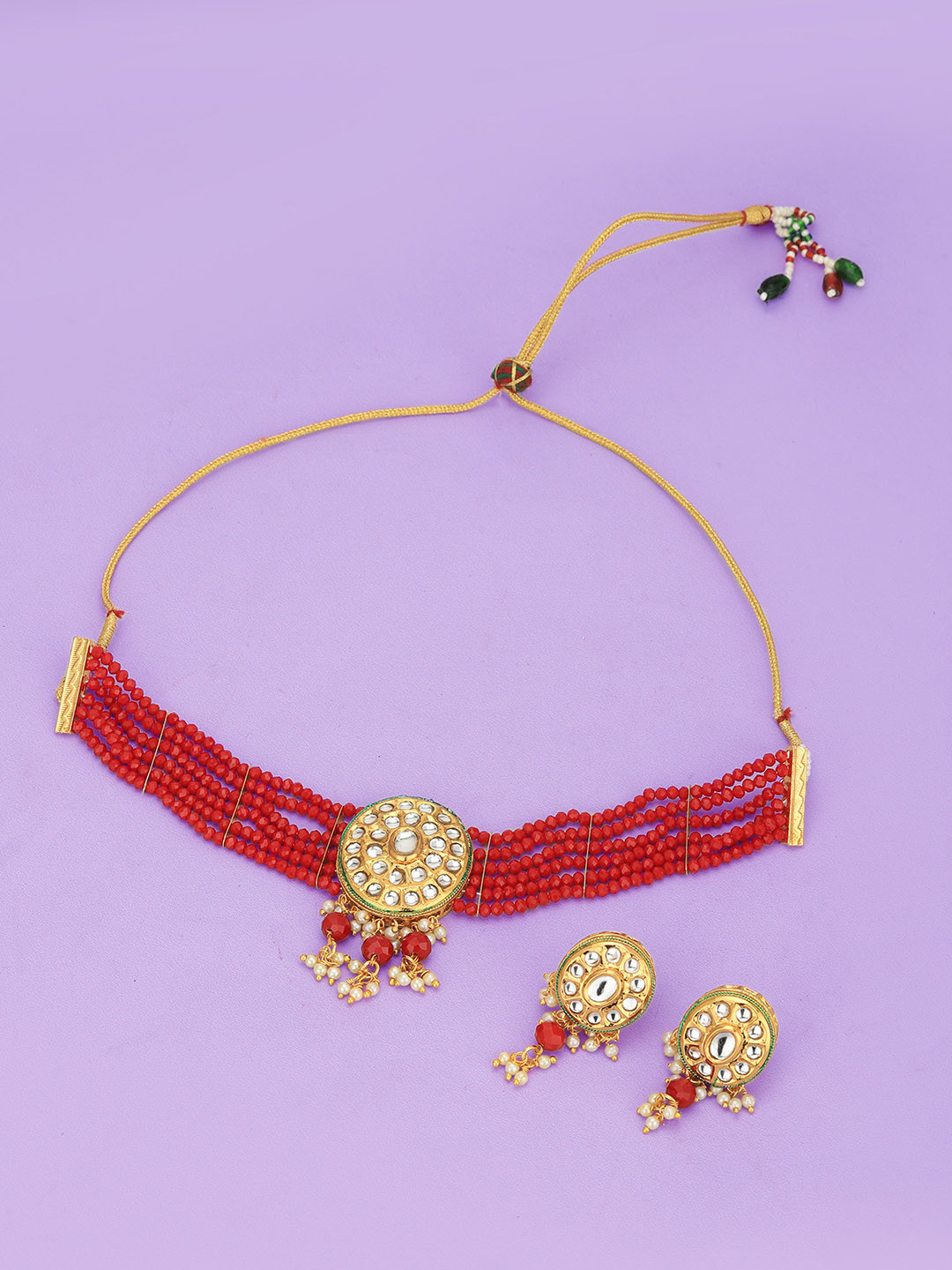 Carlton London Gold-Plated Beaded Jewellery Set