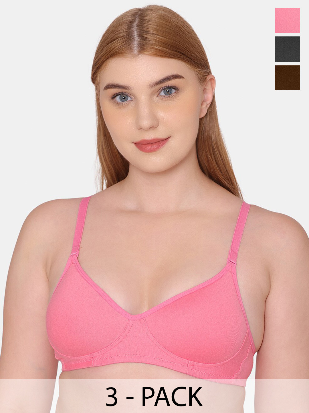 KOMLI Pack of 3 Everyday Medium Padded Full Coverage Padded T-Shirt Bra