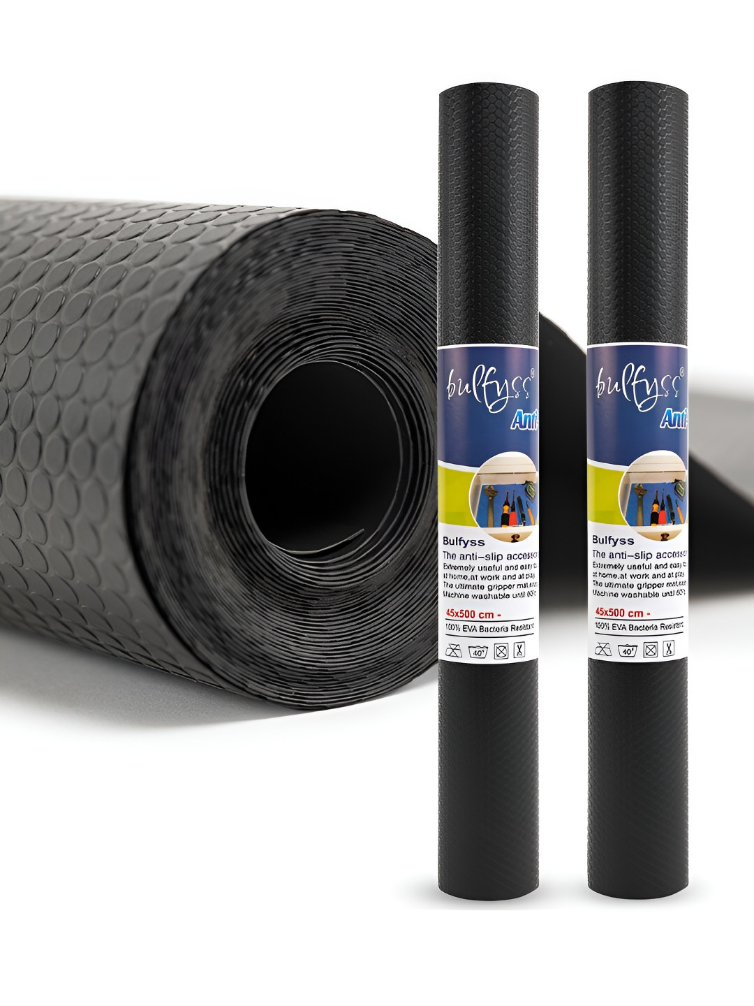 URBANFIX Black 2 Pcs EVA Anti Slip Shelf Liner Organisers