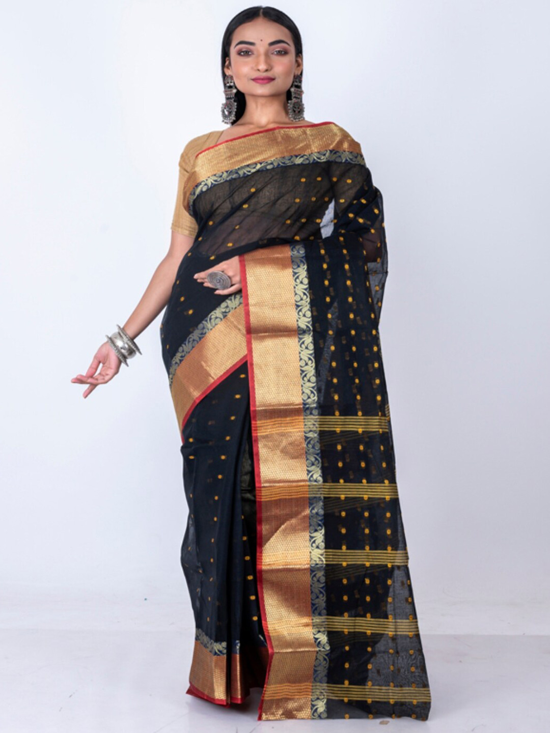 Morchari Woven Design Zari Pure Cotton Saree