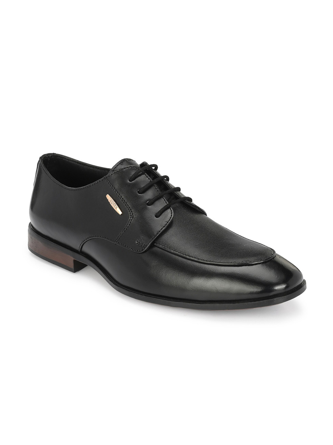 Egoss Men Black Round Toe Leather Derbys Loafers Formal Shoes