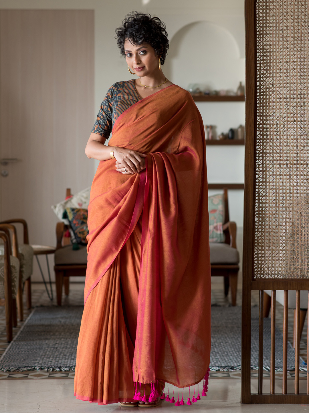 Suta Orange Saree