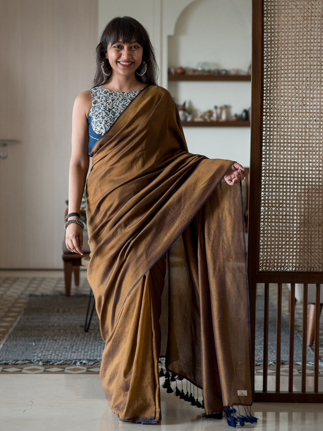 Suta Brown Cotton Blend Saree
