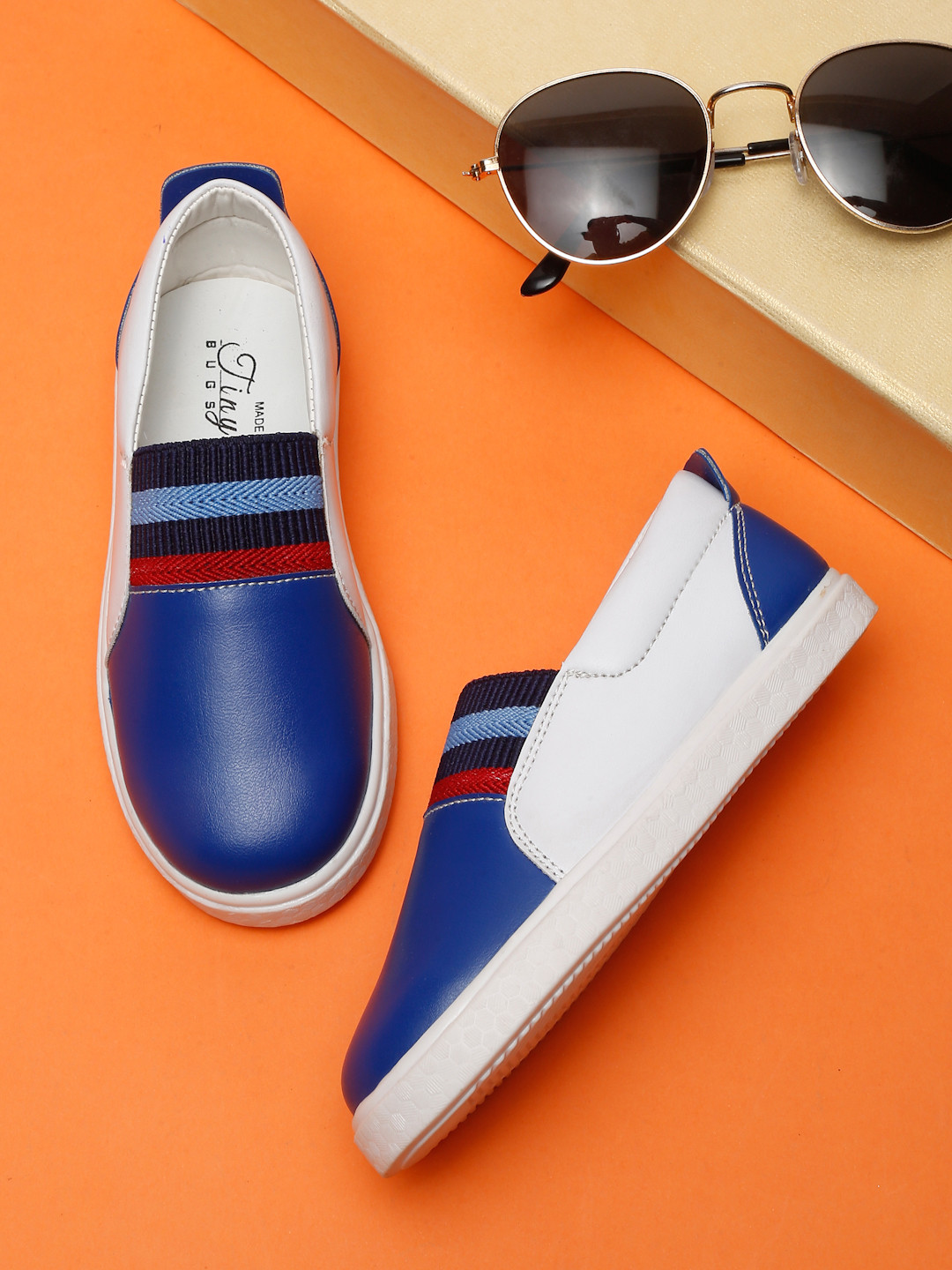 Tiny Bugs Kids Colourblocked Round Toe Lightweight Contrast Sole Slip-On Sneakers