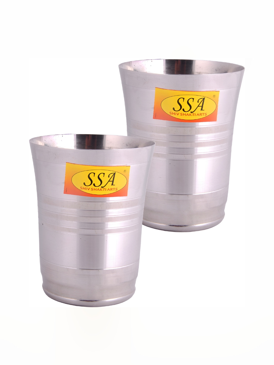 Shivshakti Arts 2 Pieces Stainless Steel Easy to Clean Water Glasses 300 ML