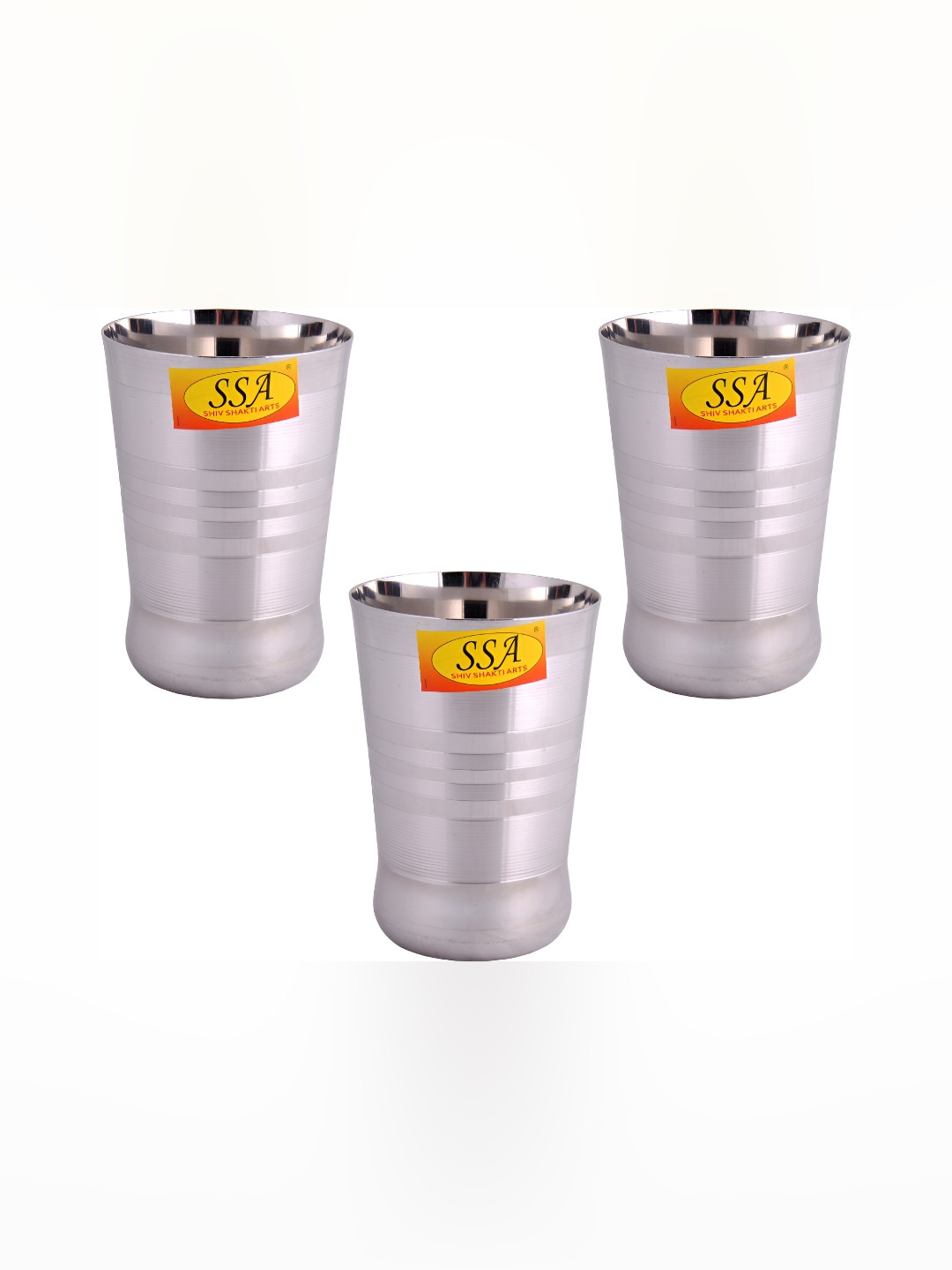 Shivshakti Arts Steel 3 Pieces Textured Copper Easy To Clean Water Glass 300 ml