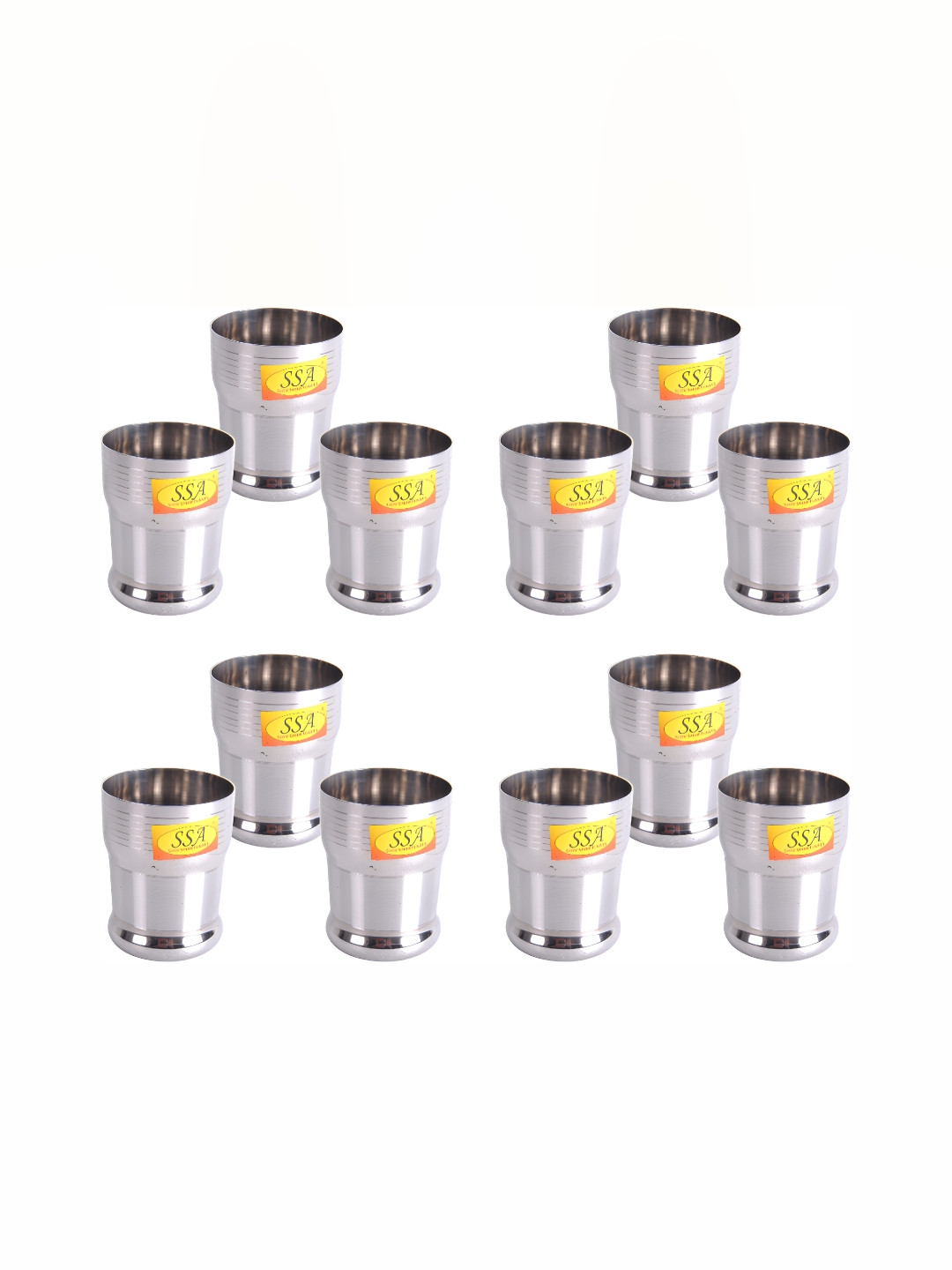 Shivshakti Arts Steel 8 Pieces Textured Easy to Clean Stainless Steel Water Glasses 300 ml