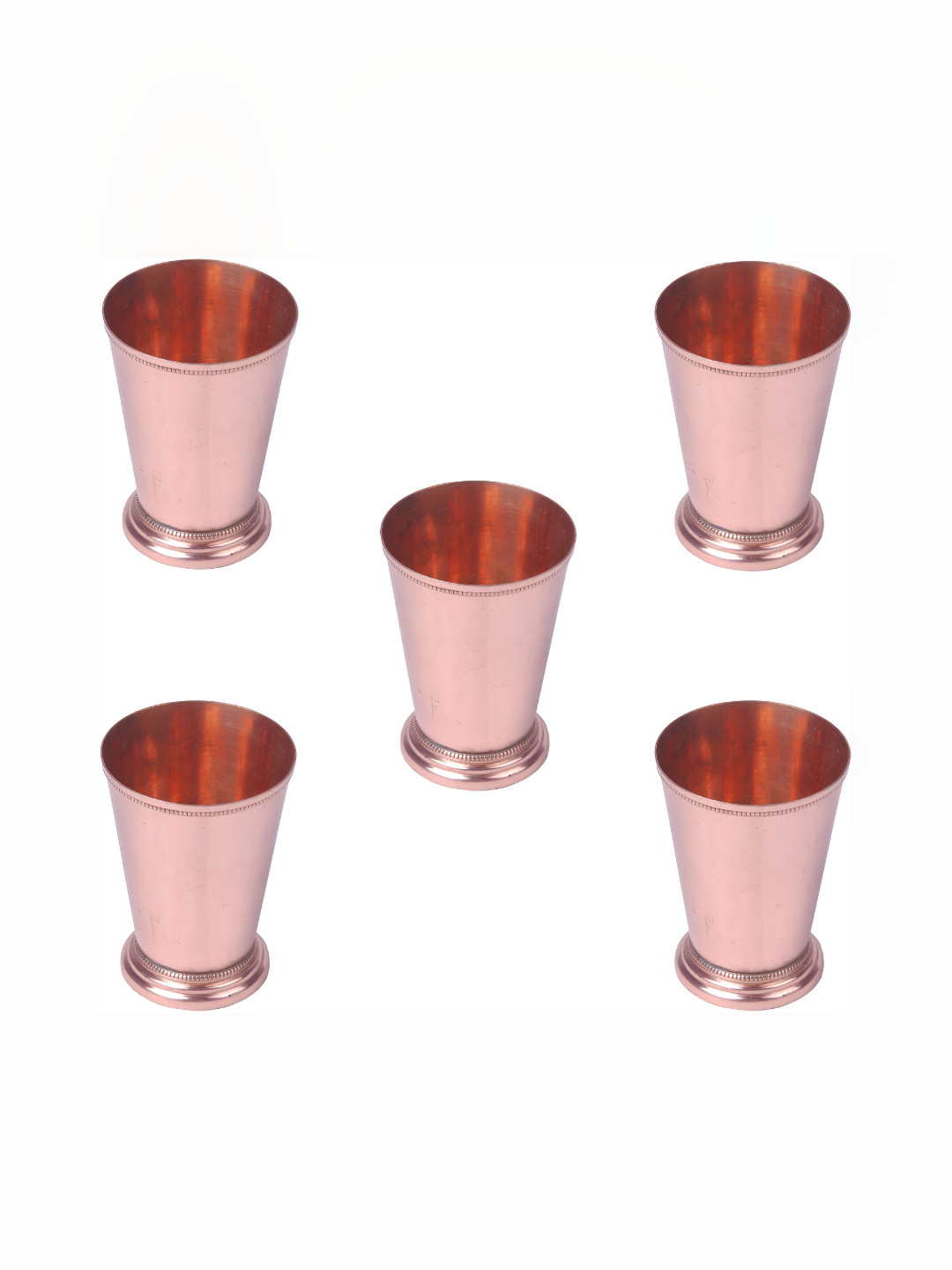Shivshakti Arts 5 Pieces Easy to Clean Copper Water Glass 300ml