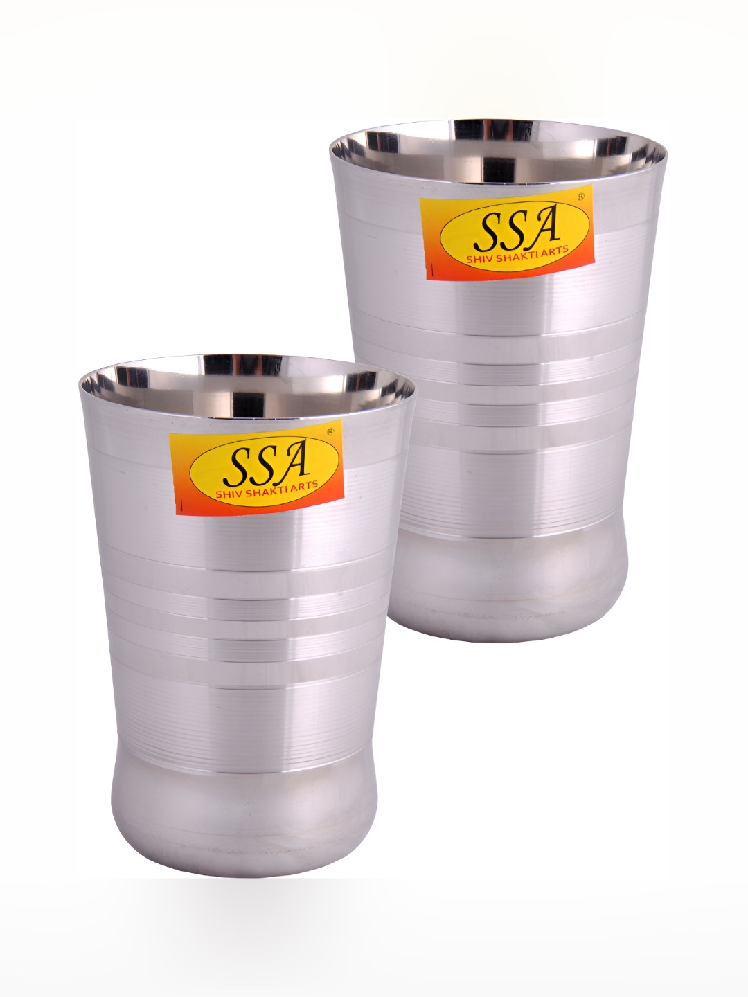 Shivshakti Arts Steel Toned 2 Pieces Easy to Clean Stainless Steel Water Glass 300 ML Each