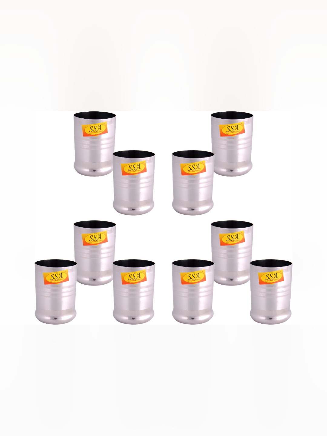 Shivshakti Arts 8 Pieces Easy to Clean Stainless Steel Water Glass 325ml