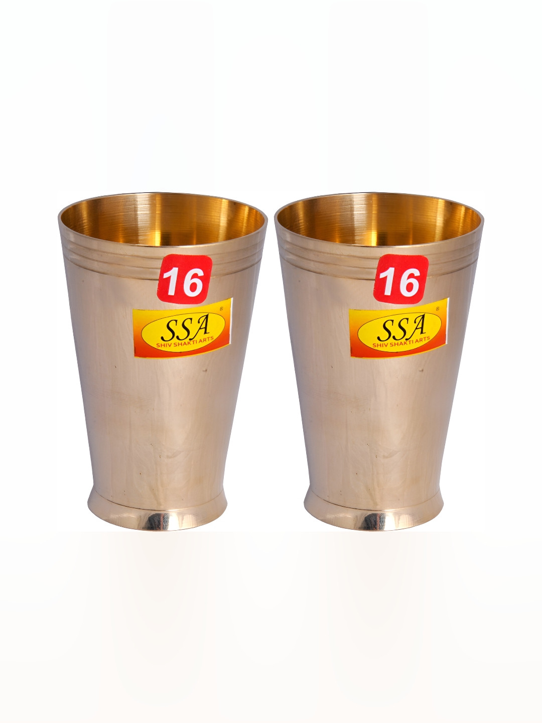 Shivshakti Arts Gold-Toned 2 Pieces Brass Easy To Clean Water Glasses 350 ML
