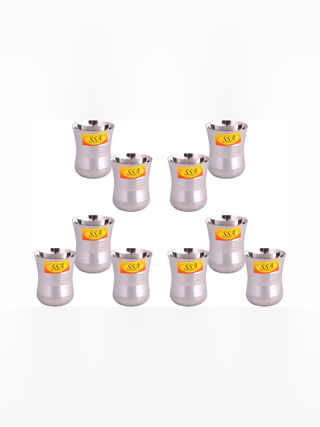 Shivshakti Arts 10 Pieces Easy to Clean Stainless Steel Water Glass 150ml