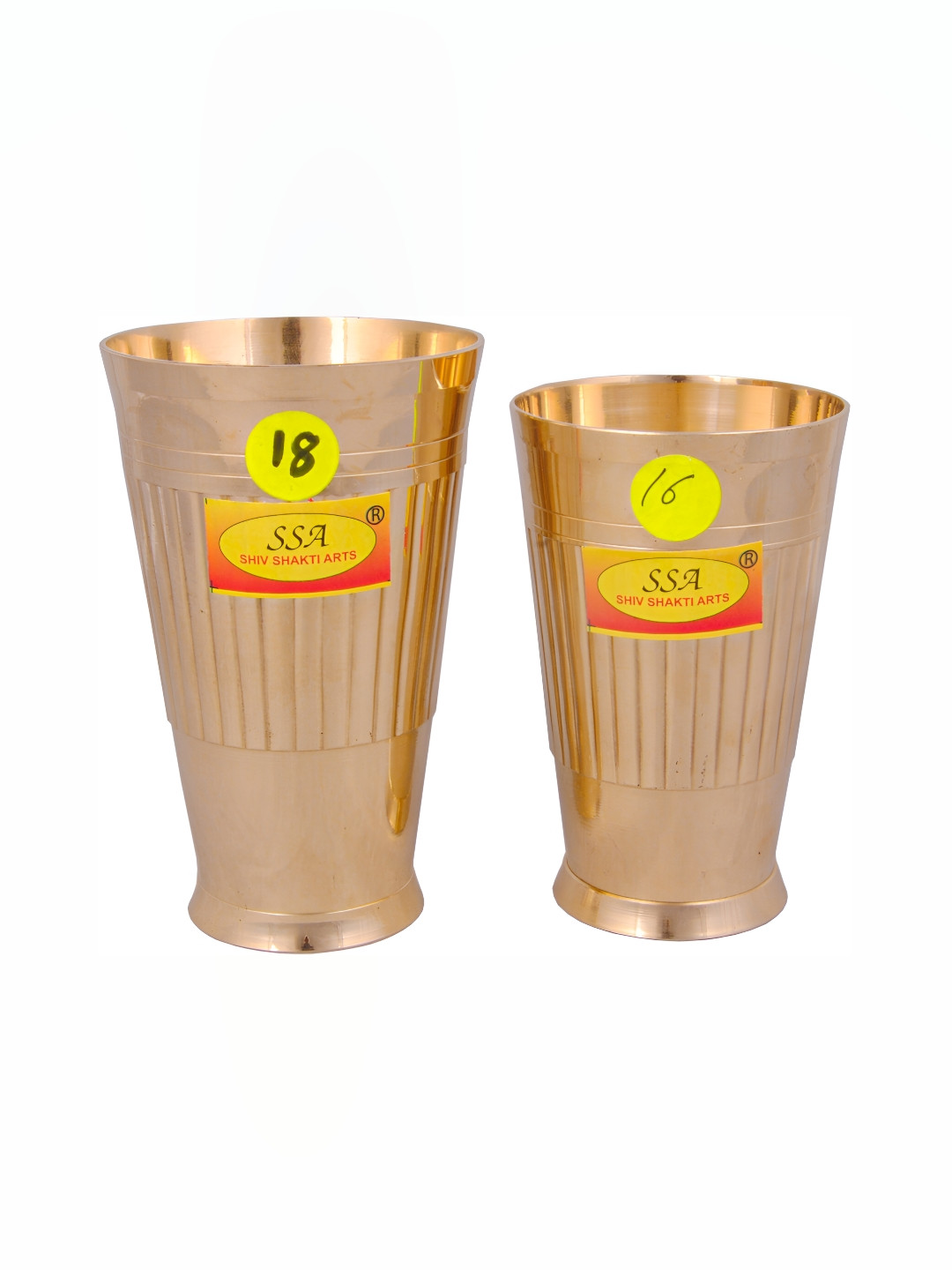 Shivshakti Arts Gold Toned 2 Pieces Easy to Clean Brass Water or Juice Glass 350 ml