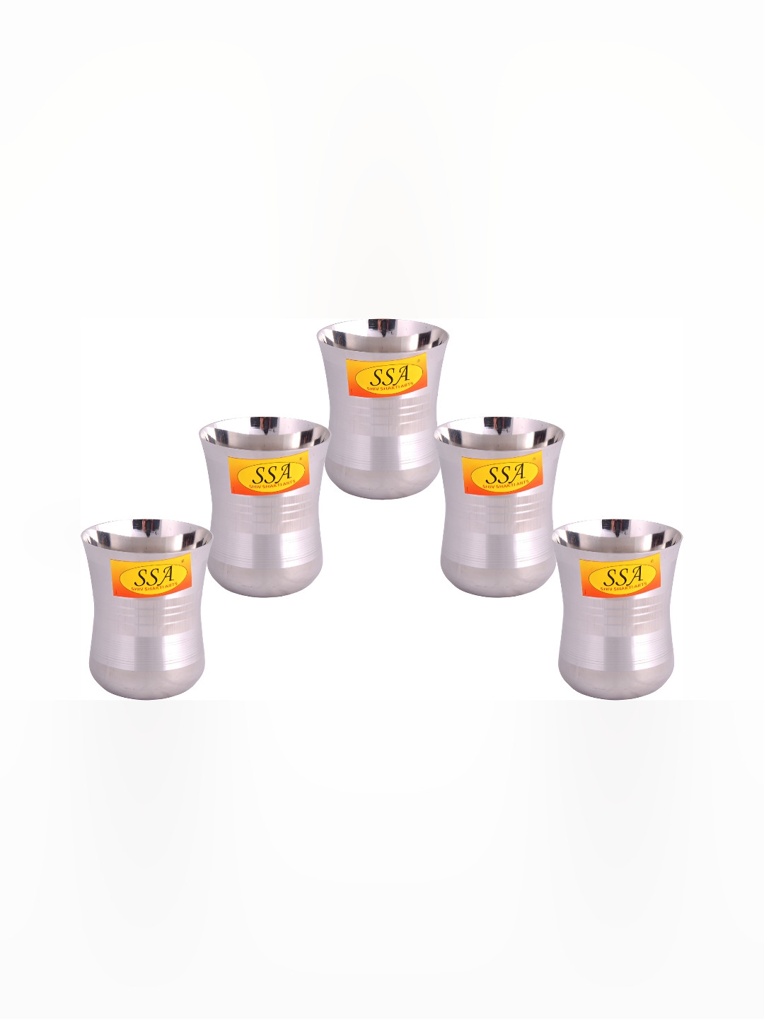 Shivshakti Arts Steel 5 Pieces Easy to Clean Stainless Steel Water or Juice Glass 150 ml