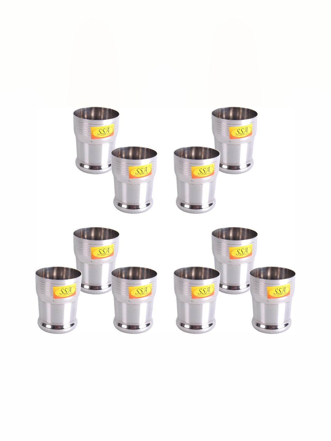 Shivshakti Arts Steel 10 Pieces Easy to Clean Stainless Steel Water Glass 300ml