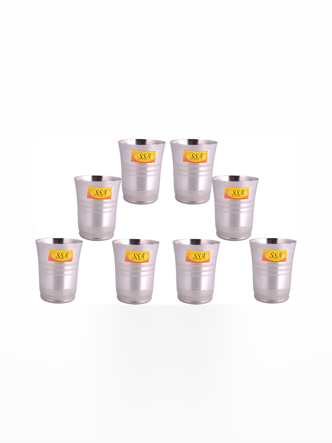 Shivshakti Arts Steel 8 Pieces Easy to Clean Stainless Steel Water Glass 300 ML Each