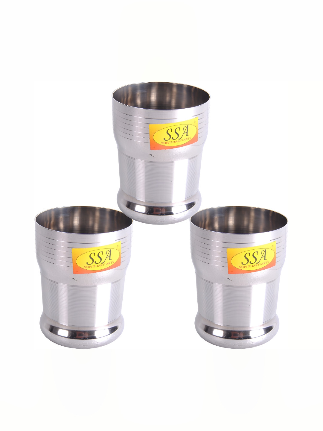 Shivshakti Arts Steel Toned 3 Pieces Easy to Clean Stainless Steel Water Glass 300 ML Each
