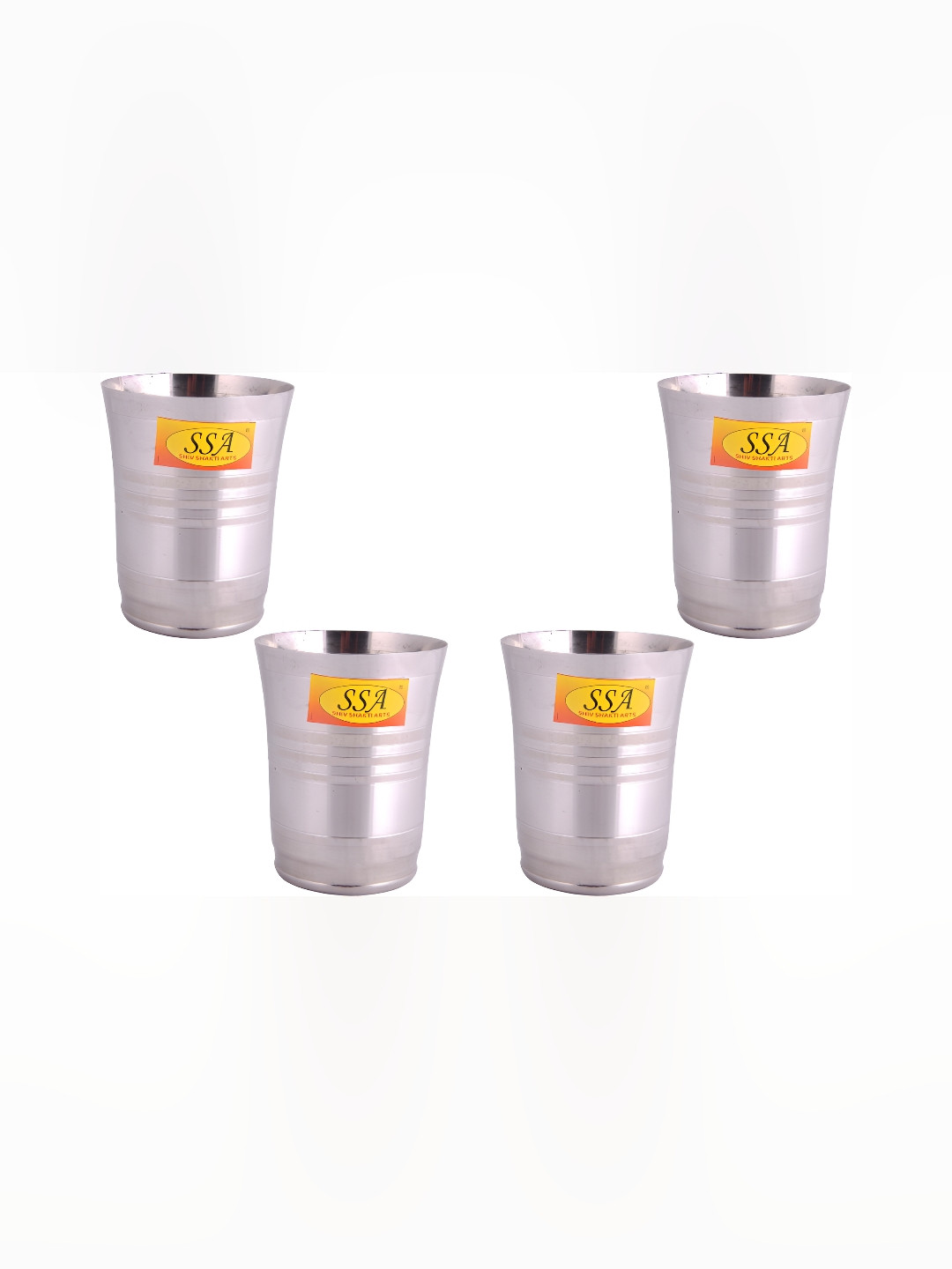 Shivshakti Arts Steel 4 Pieces Easy to Clean Stainless Steel Water or Juice Glass 300 ml