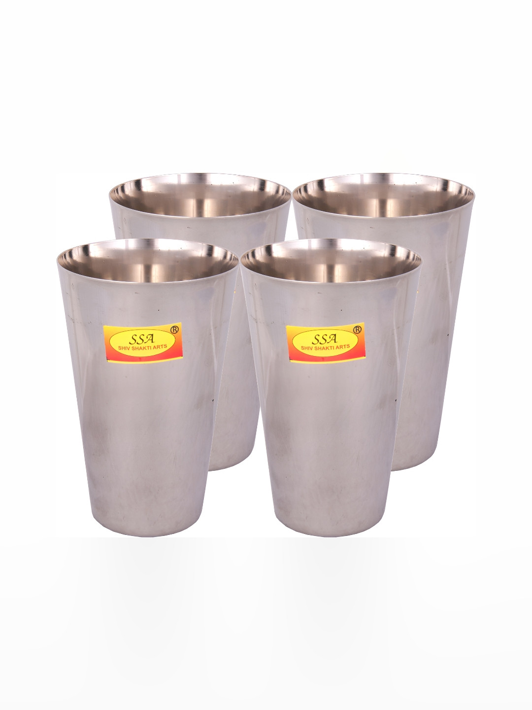 Shivshakti Arts Steel 4 Pieces Easy to Clean Stainless Steel Water or Juice Glass