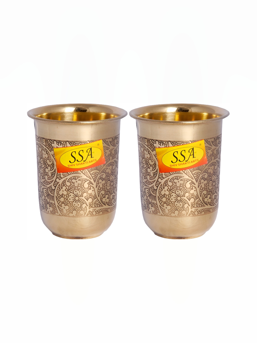 Shivshakti Arts Yellow 2 Pieces Brass Water Glass