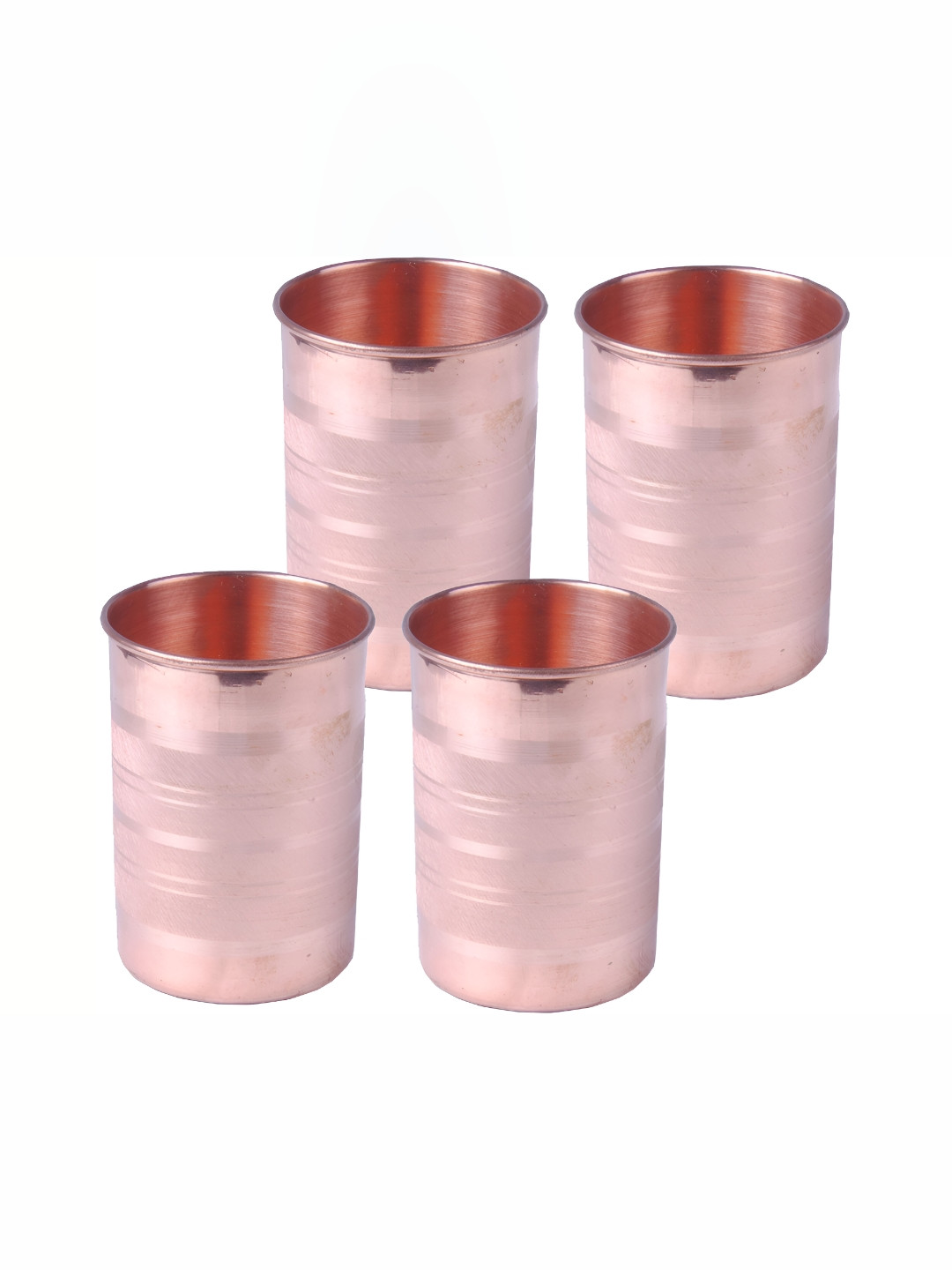 Shivshakti Arts Brown 4 Pieces Easy to Clean Copper Water or Juice Glass 300ML