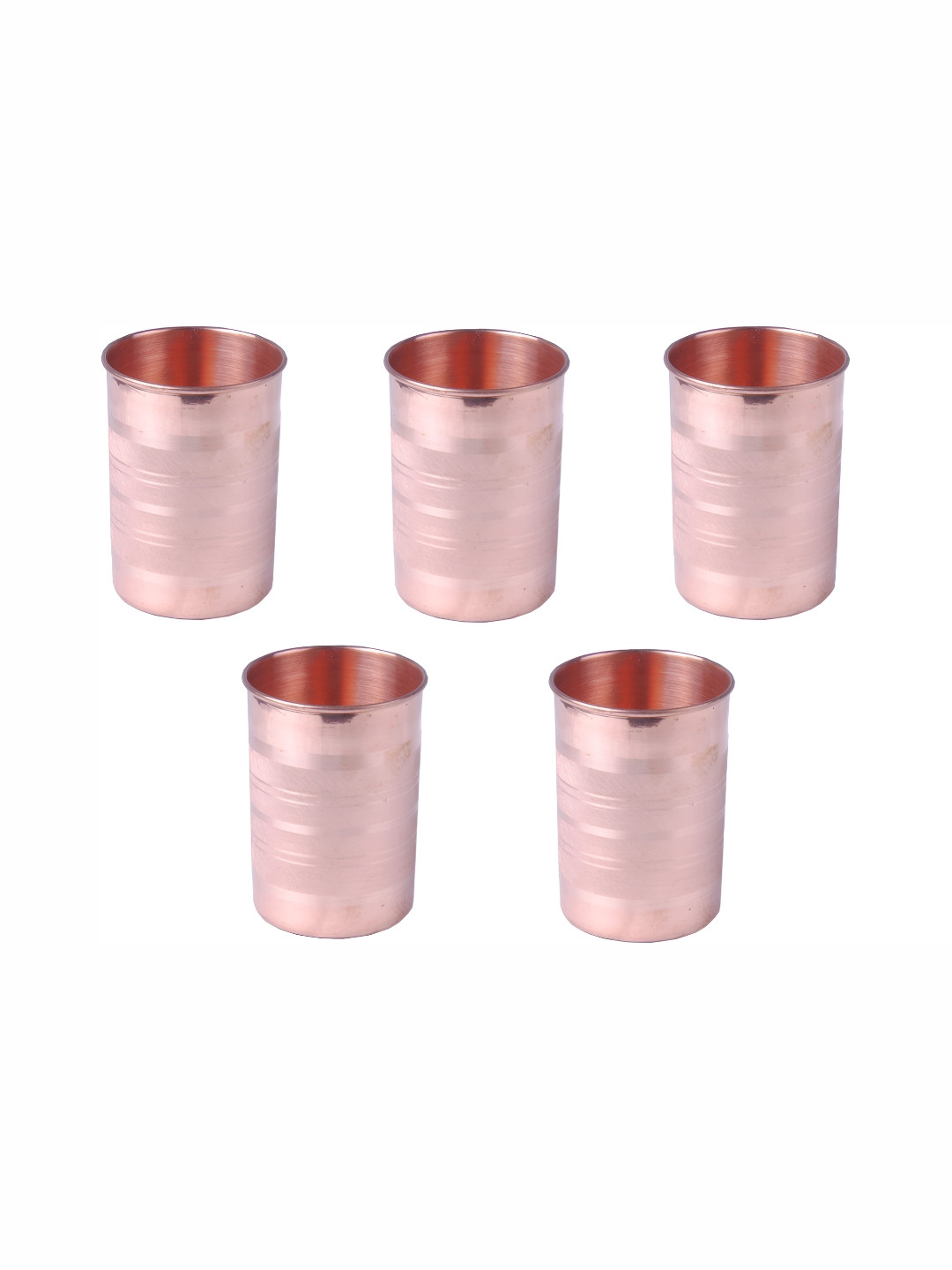 Shivshakti Arts Brown 5 Pieces Textured Copper Water Glass 300 Ml