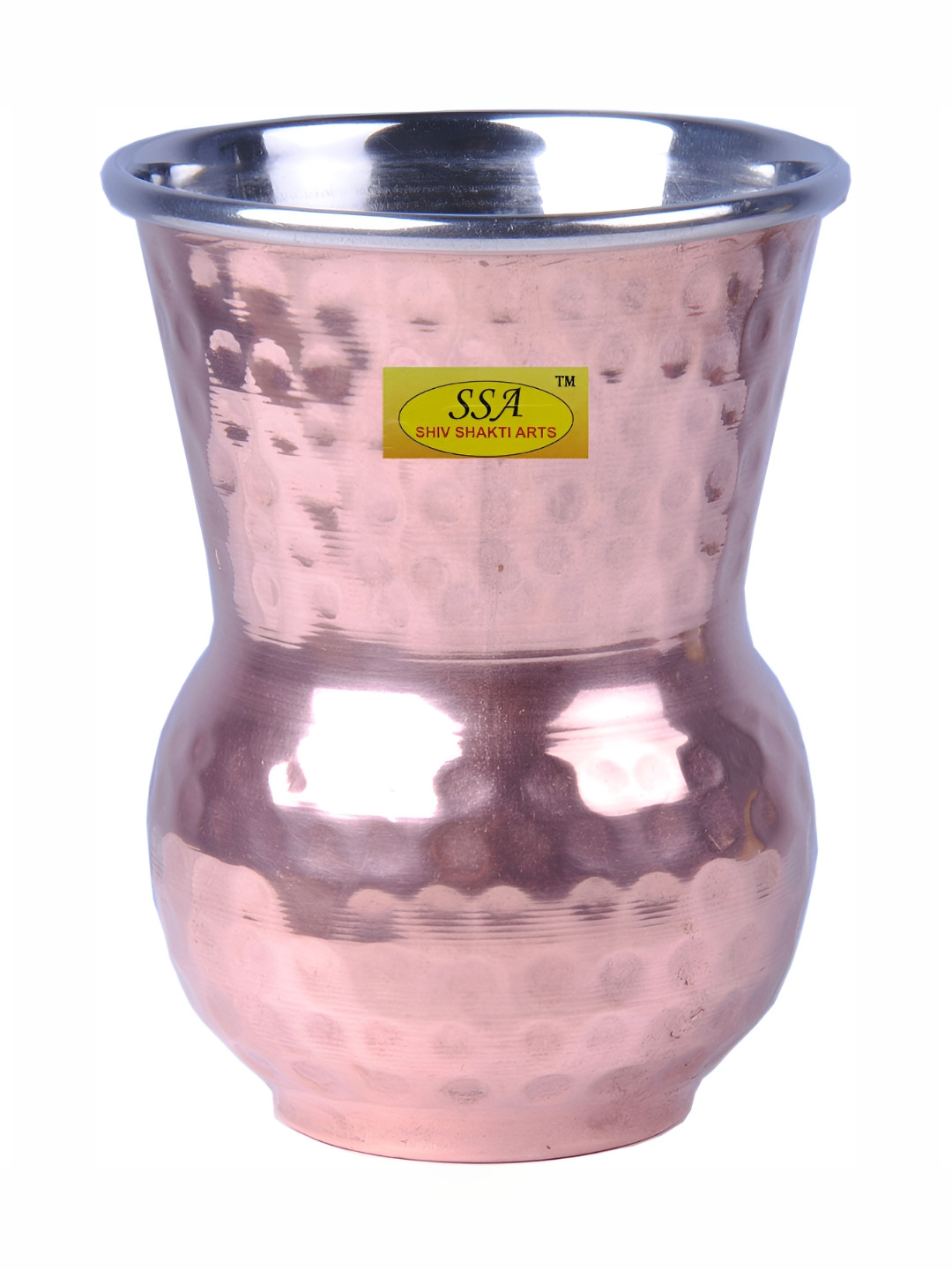 Shivshakti Arts Brown & Steel Copper Easy To Clean Water Glass 350 ML