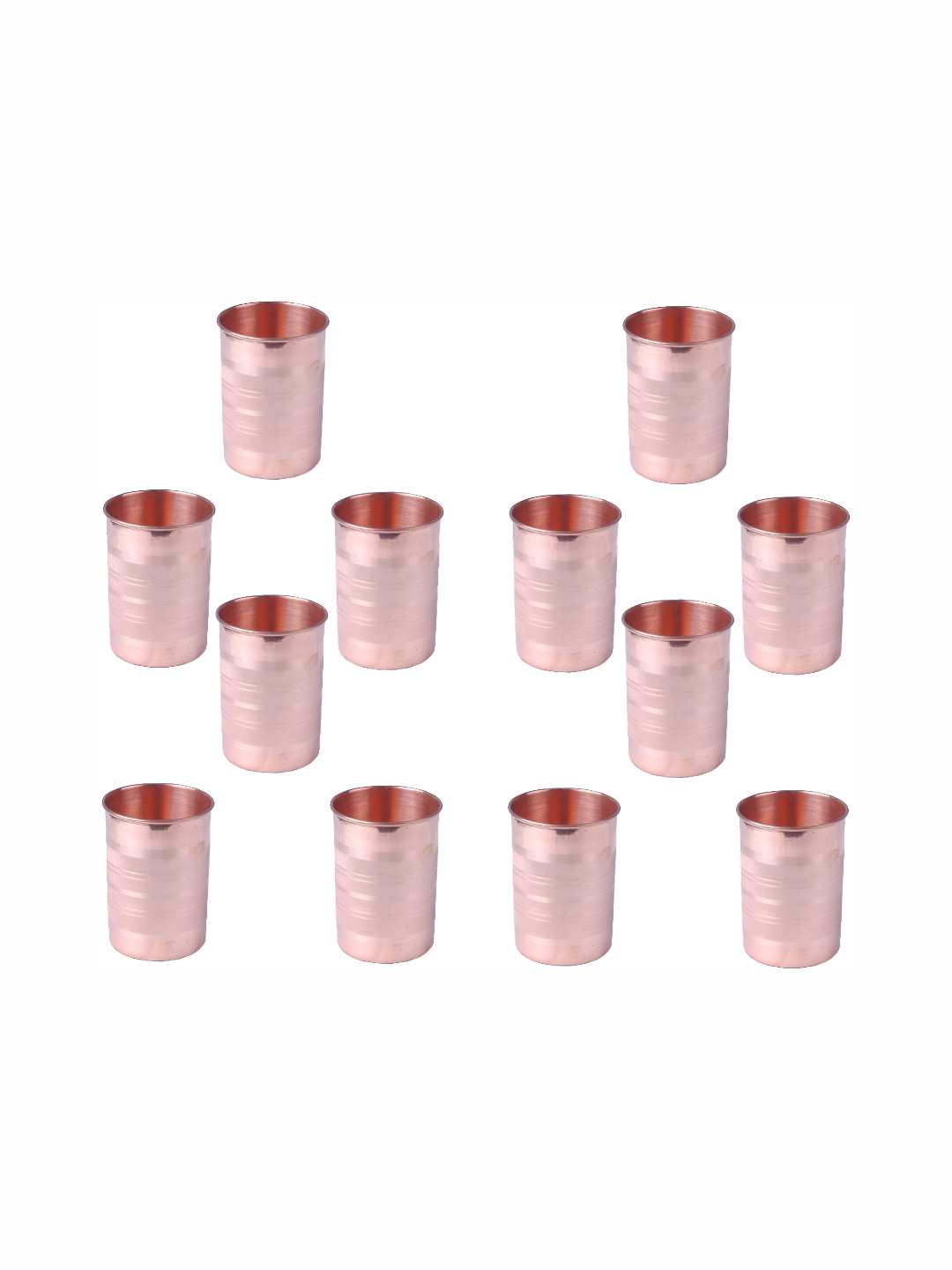 Shivshakti Arts Brown 12 Pieces Easy to Clean Copper Water or Juice Glass 300ml