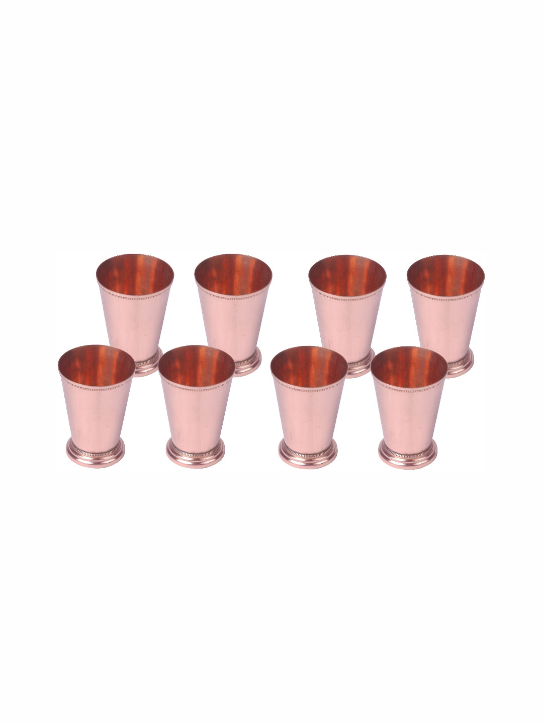 Shivshakti Arts Brown 8 Pieces Easy to Clean Copper Water or Juice Glass 300ML