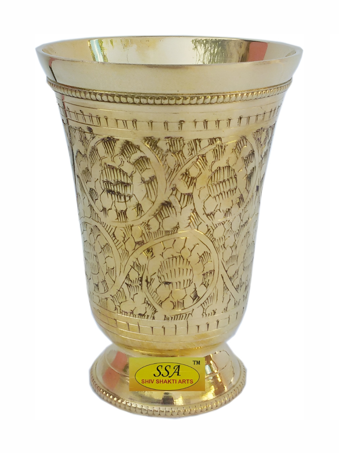 Shivshakti Arts Gold Toned Easy to Clean Brass Water or Juice Glass 350 ml