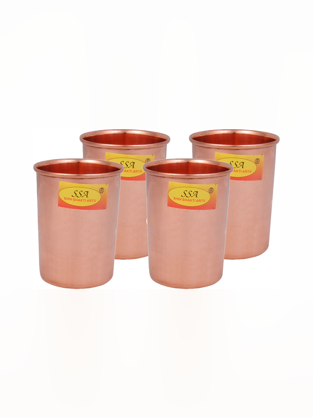 Shivshakti Arts Bronze 4 Pieces Easy to Clean Copper Water or Juice Glass 300ml