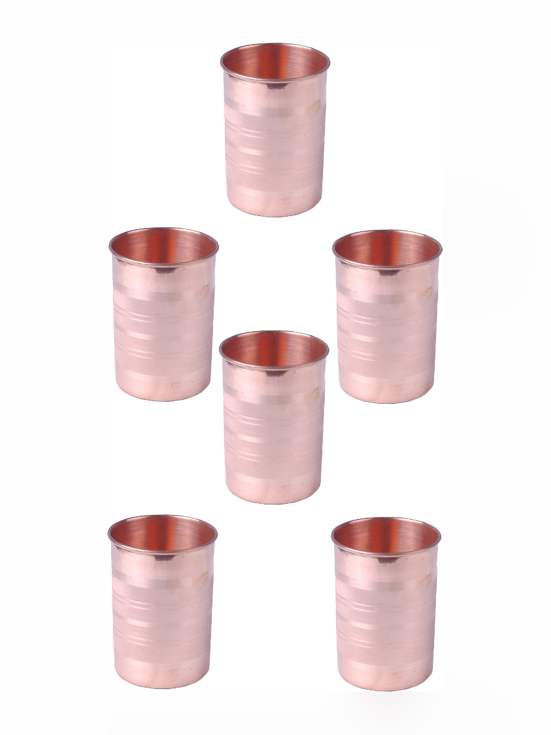 Shivshakti Arts Brown 6 Pieces Copper Easy To Clean Water Glasses 300 ML