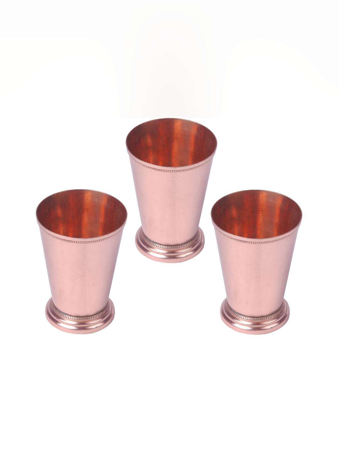 Shivshakti Arts Brown 3 Pieces Copper Easy To Clean Water Glasses 300 ML