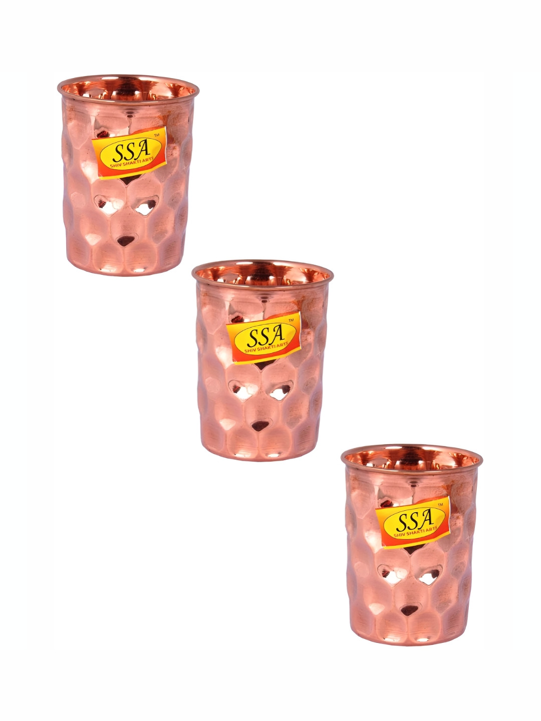 Shivshakti Arts Gold Toned Textured Copper Easy To Clean Water Glass