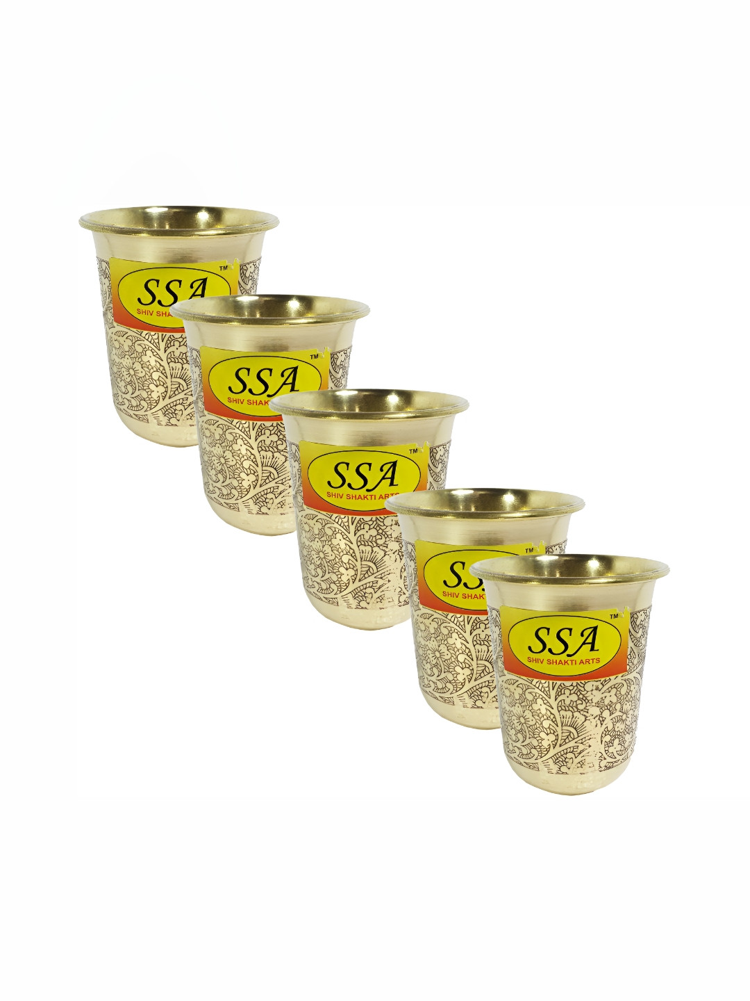 Shivshakti Arts Gold Toned 6 Pieces Easy to Clean Copper Water or Juice Glass 300ml