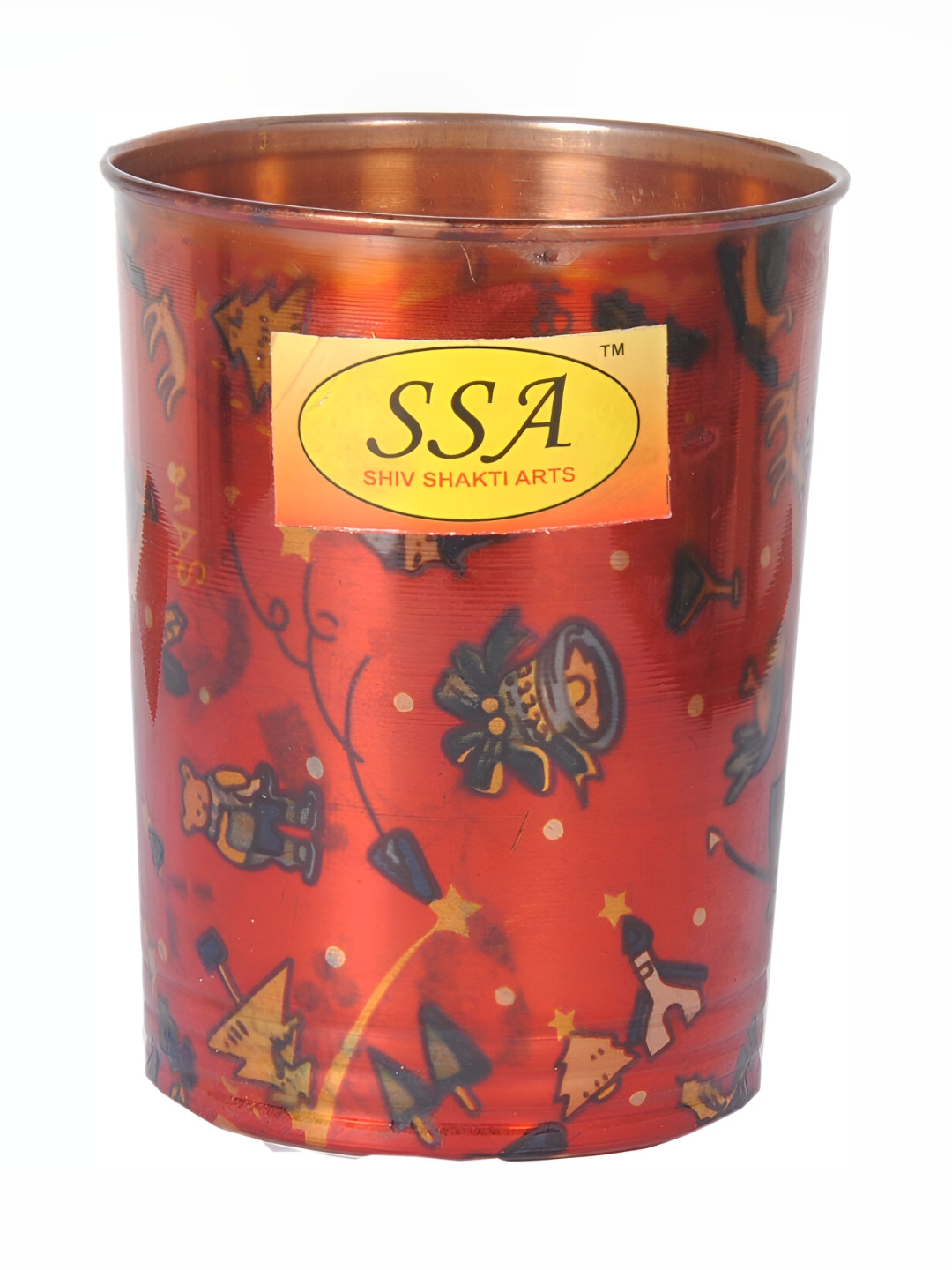 Shivshakti Arts Floral Printed Copper Easy To Clean Water Glass 300 ML