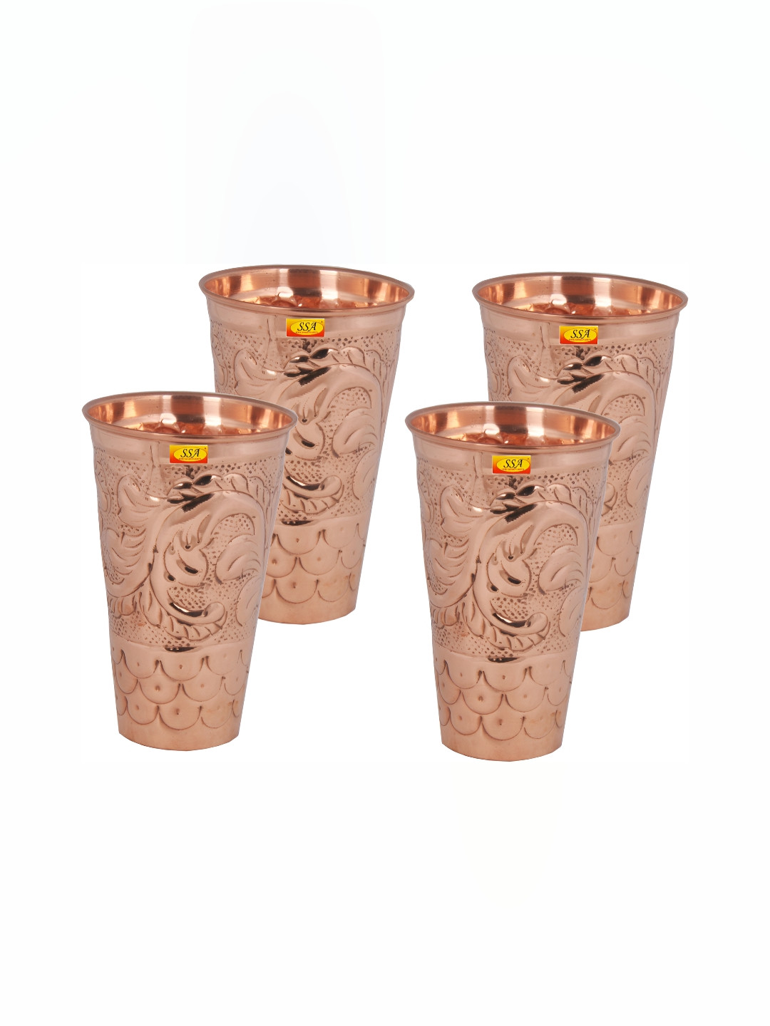 Shivshakti Arts 6 Pieces Easy To Clean Copper Water Glasses 300 ML Each