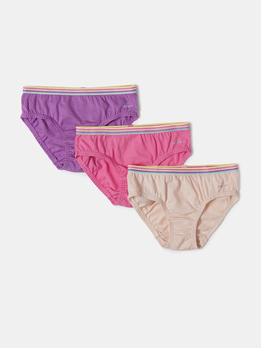 Jockey Girls Pack of 3 Super Combed Cotton Solid Panty with Ultrasoft Waistband-SG11