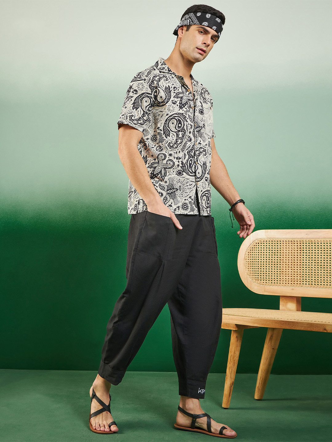 Sangria Printed Cotton Spread Collar Shirts