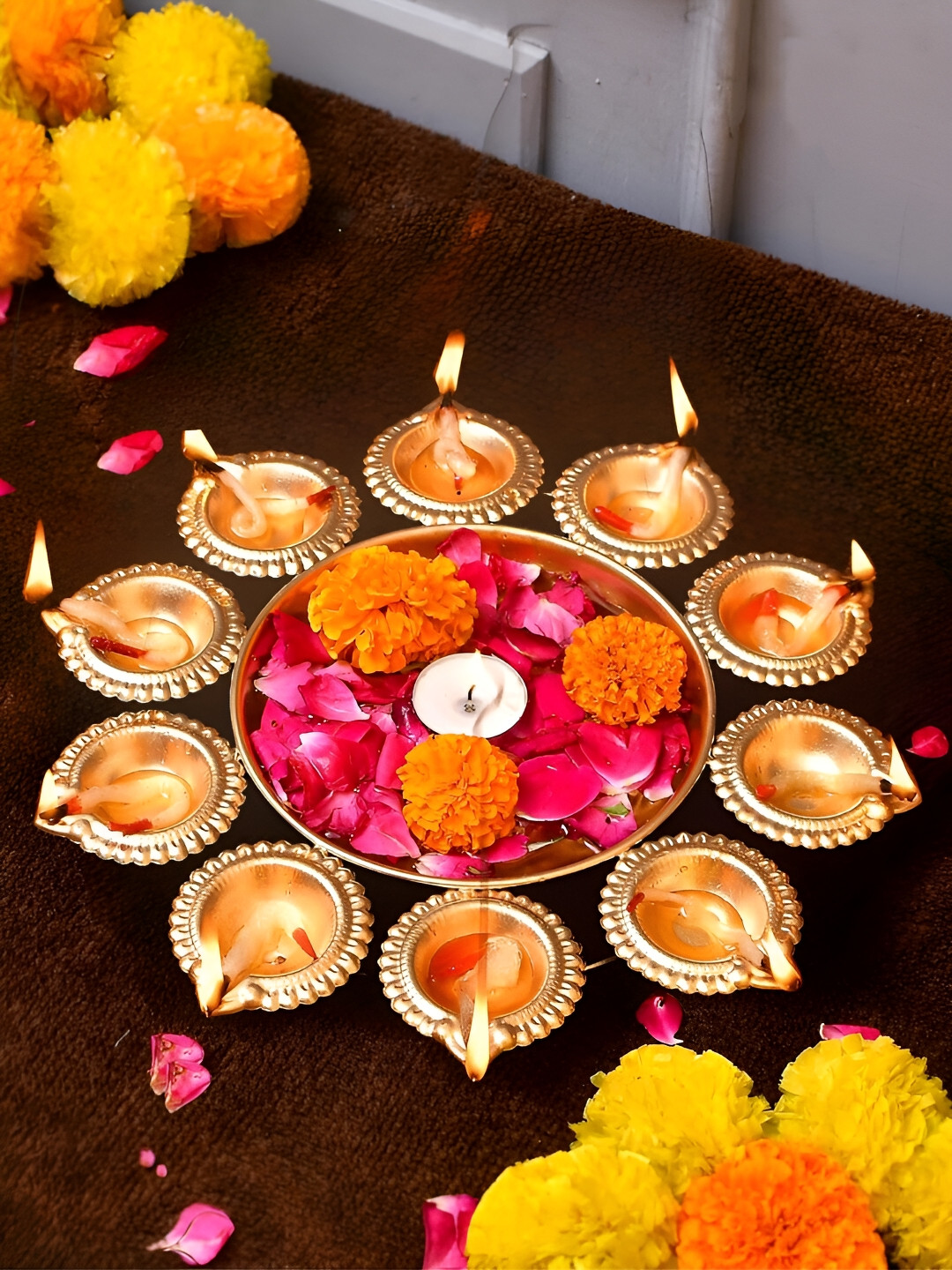 CraftVatika Gold-Toned Metal Decorative Bowl